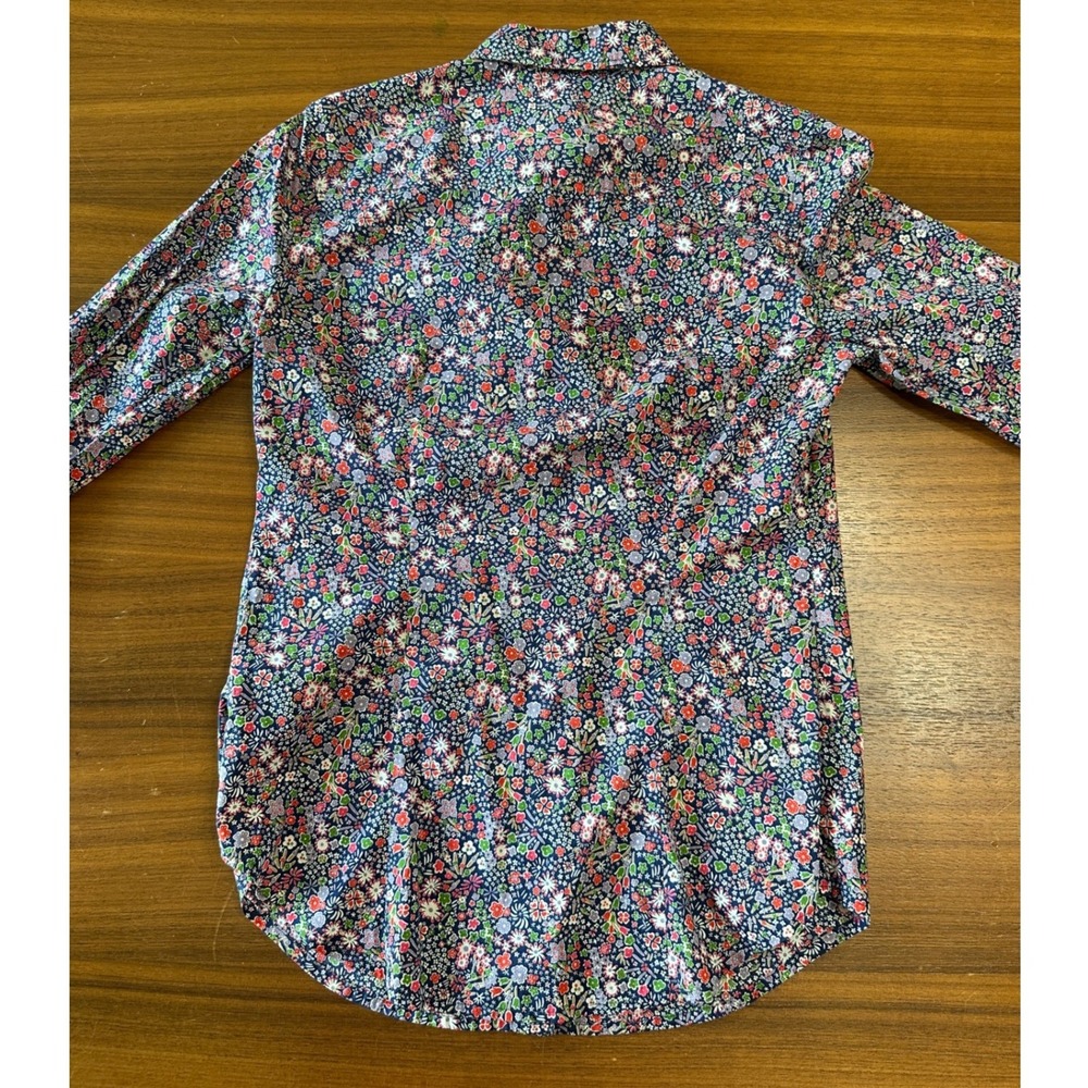J.Crew Liberty Button Down 100% Cotton Women 0 Navy Multi Floral Career Preppy - Picture 4 of 9